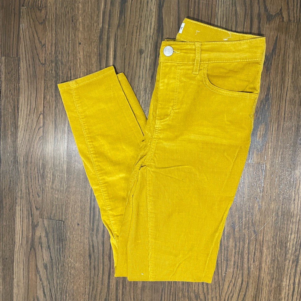 Loft Mustard Corduroy High Waisted Skinny Pants Size 2 Petite